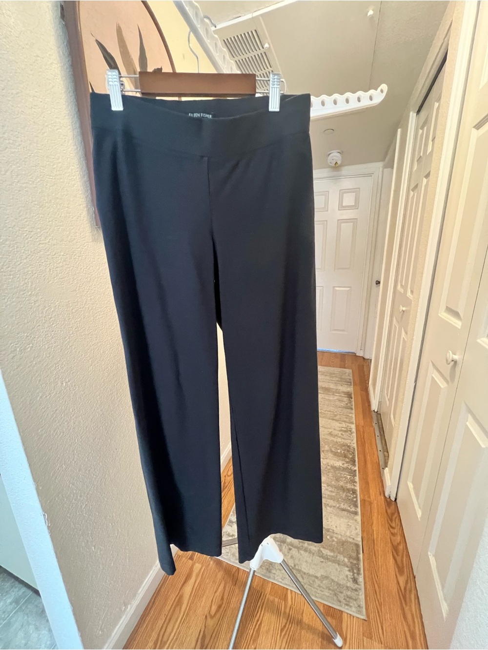 Eileen Fisher Black Wide-Leg Pull-On Pants